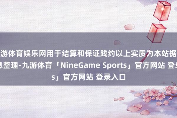 九游体育娱乐网用于结算和保证践约以上实质为本站据公开信息整理